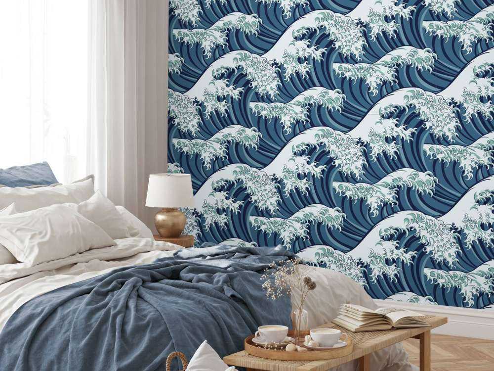 Vagues bleues et sauvages