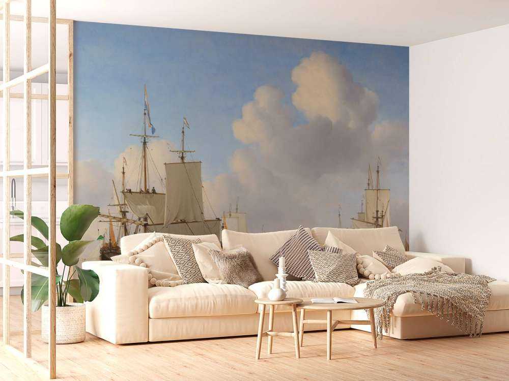 Photo wallpaper Rijksmuseum. Des navires néerlandais sur une mer calme.