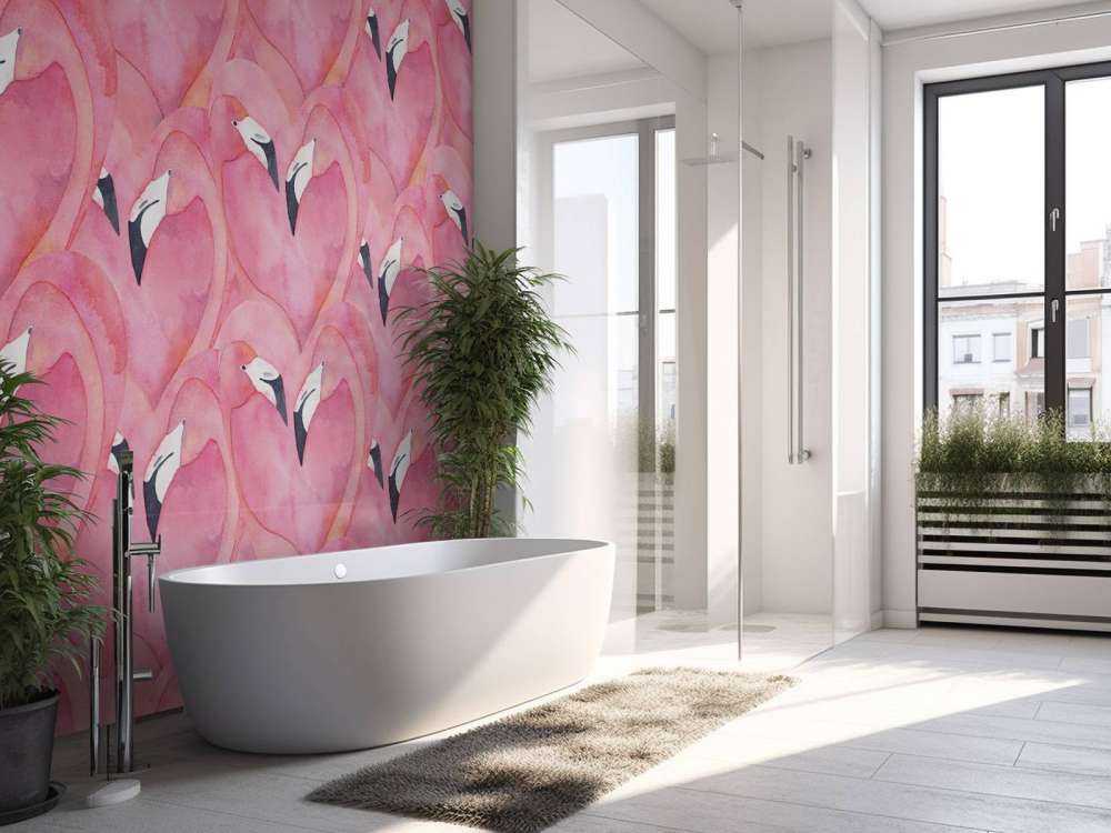 Flamants roses en aquarelle