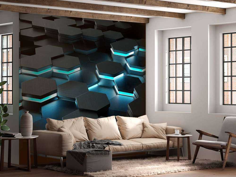 Hexagones 3D lumineux