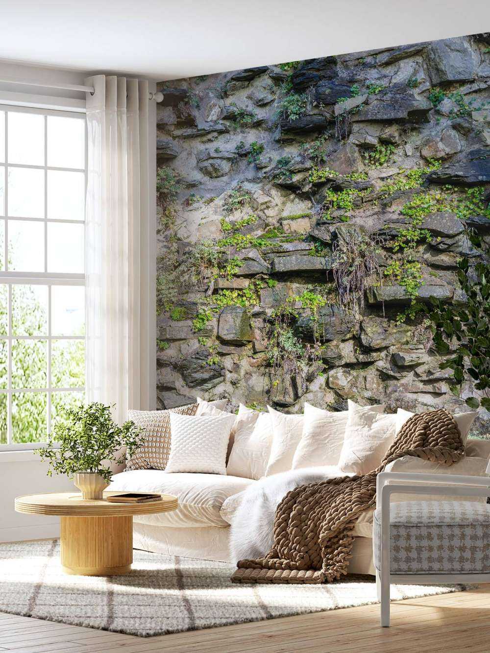 Mur envahi par la végétation