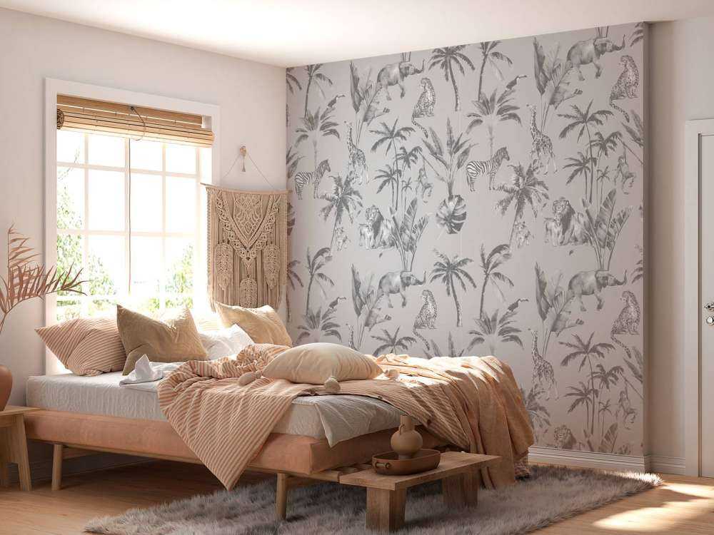 Motif de la jungle animale en gris