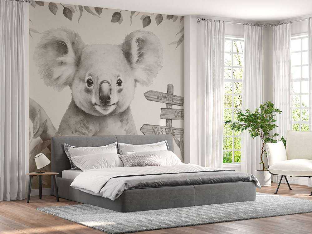 Bébé koala dans la jungle beige