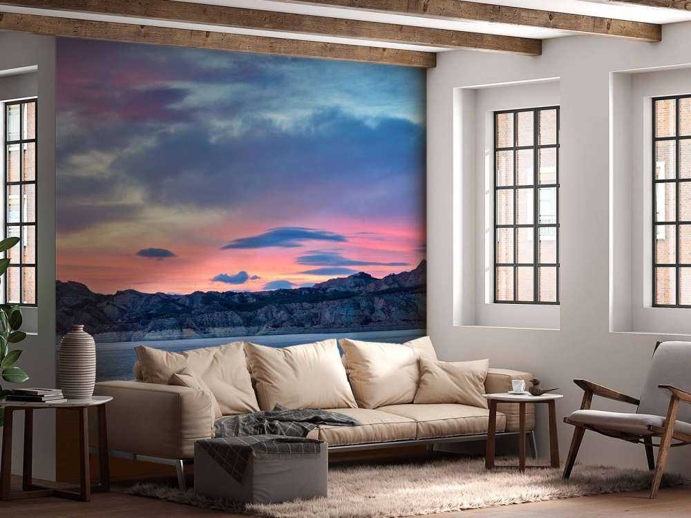 Lac avec coucher de soleil