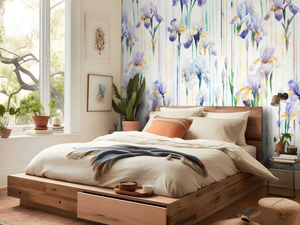 Iris et rayures pastel sans couture