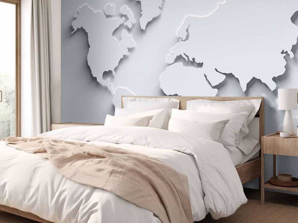 Carte du monde 3D blanche