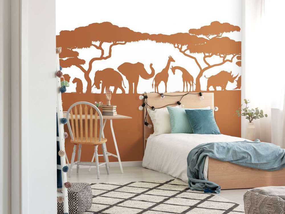 Silhouettes d'animaux de safari, couleur rouille