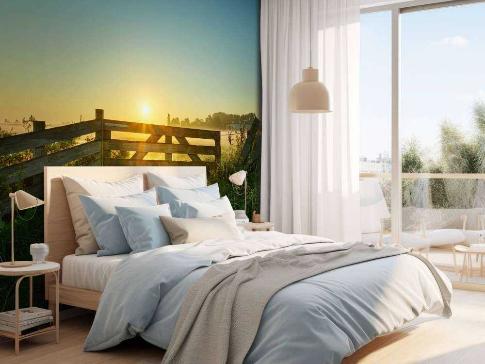Clôture au lever du soleil