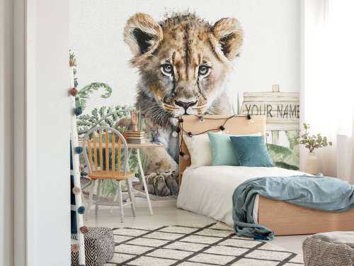 Bébé lion dans la jungle