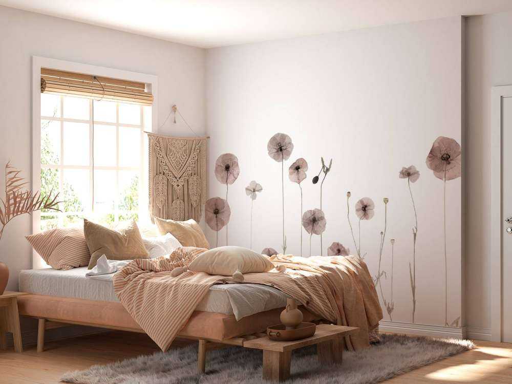 Champ de fleurs de coquelicots vintage