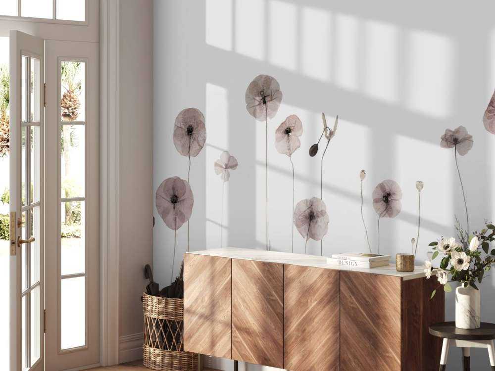 Champ de fleurs de coquelicots vintage