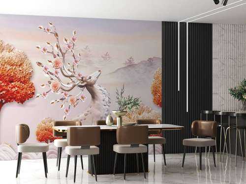 Cerf avec des fleurs