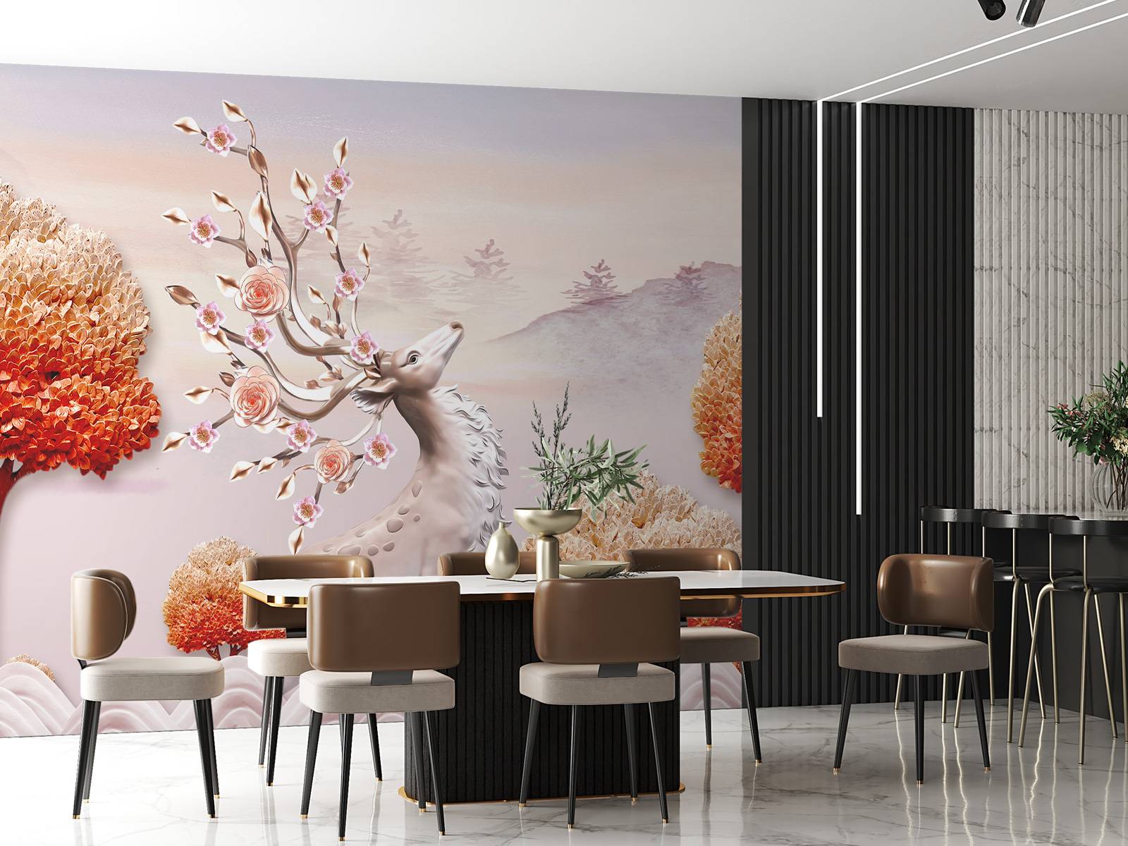 Cerf avec des fleurs
