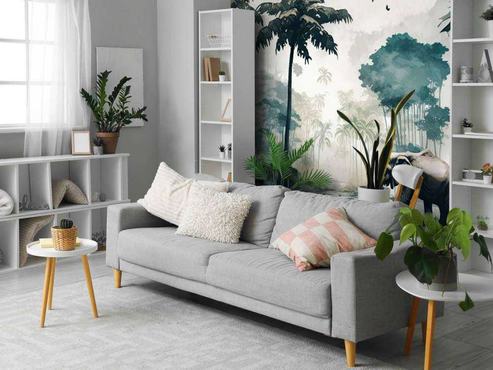 Jungle tropicale en aquarelle bleu canard