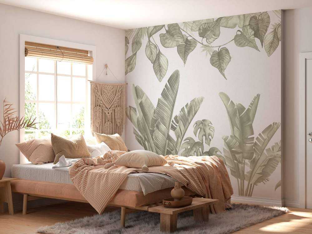 Feuilles de jungle en vert d'eau