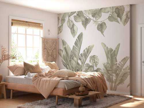 Feuilles de jungle en vert d'eau