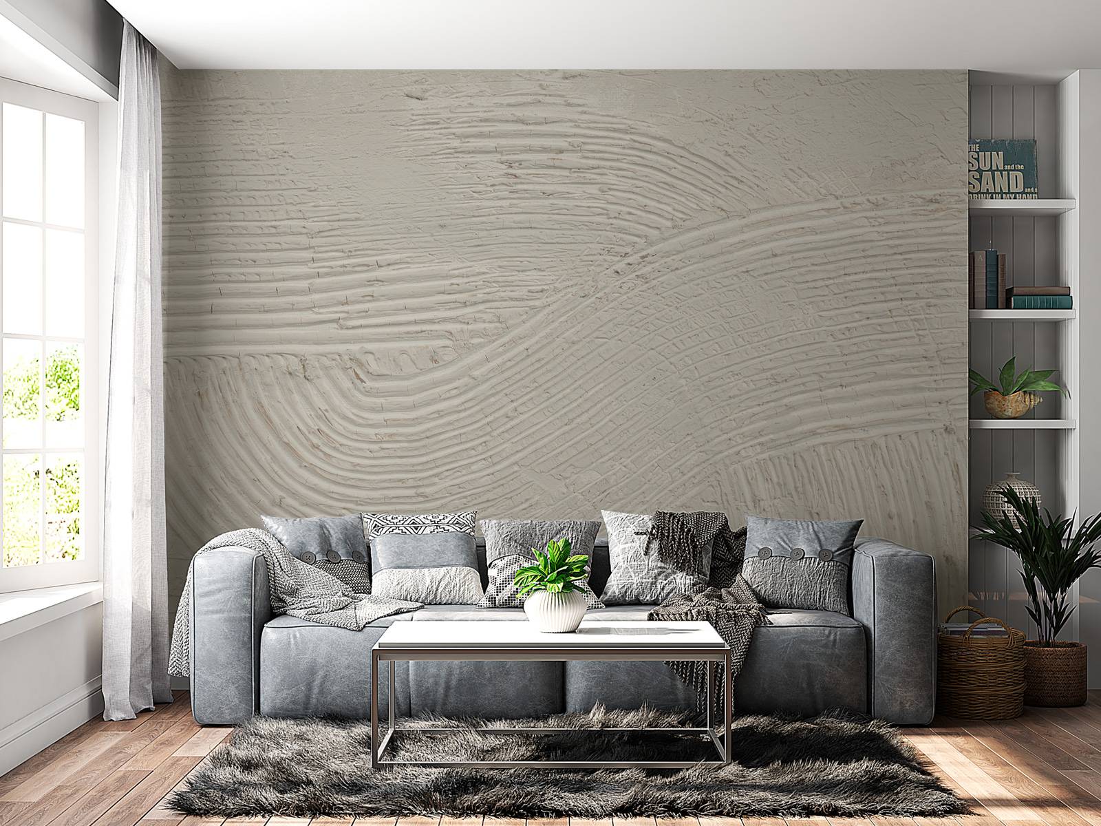 Lignes texturées en blanc cassé