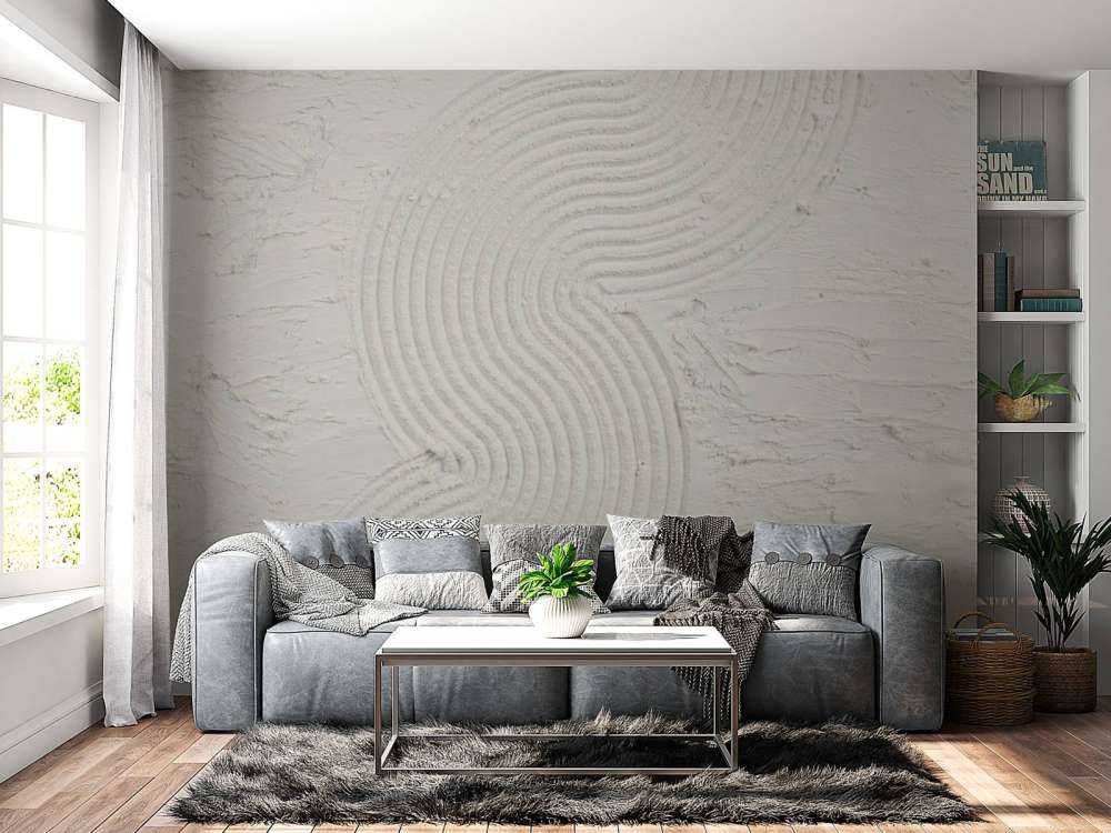 Zoom sur courbes et structures organiques en blanc cassé