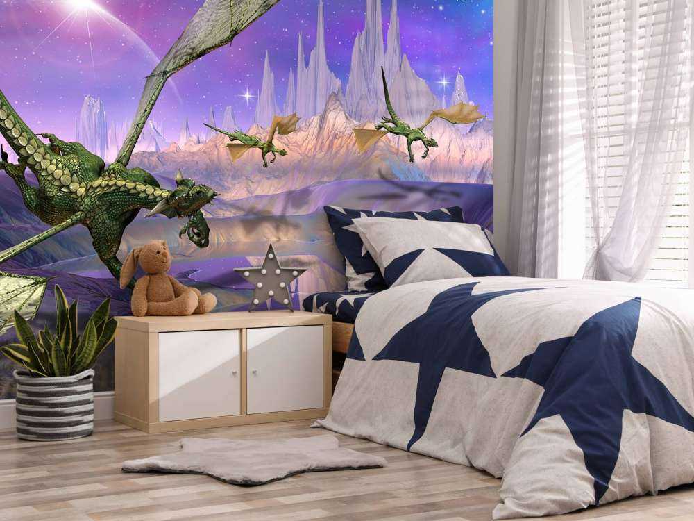 Des dragons dans un paysage fantastique