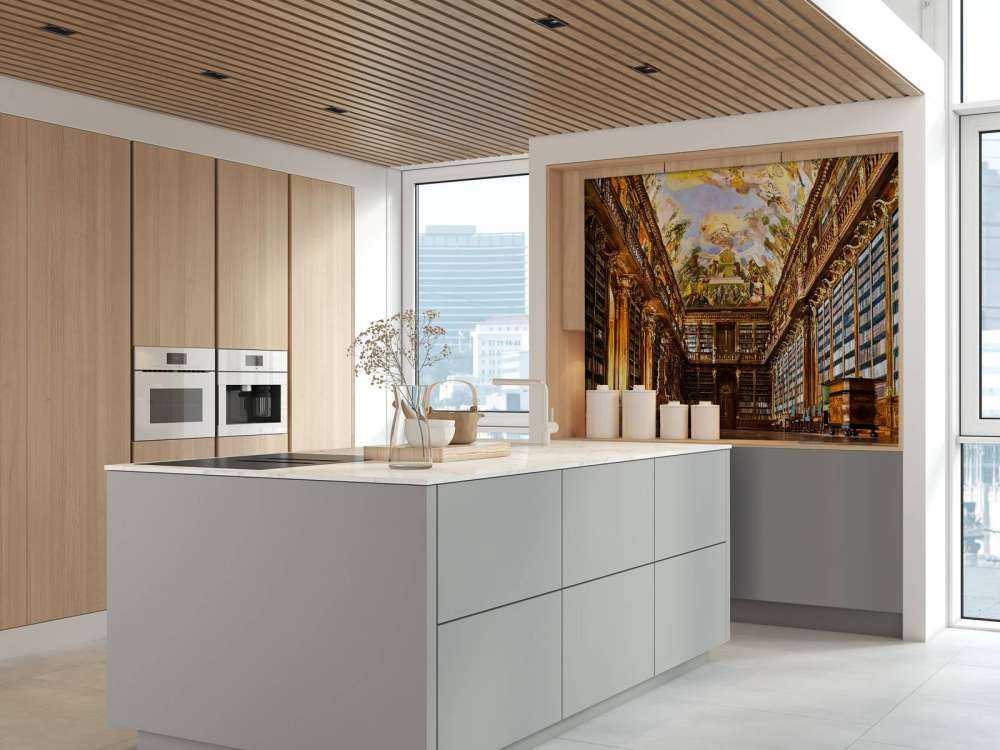 Bibliothèque historique en bois chaud