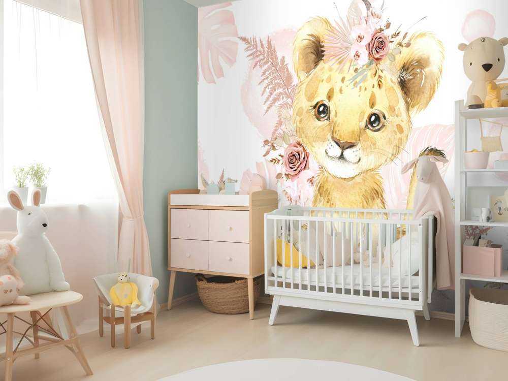 Bébé lionne jungle rose