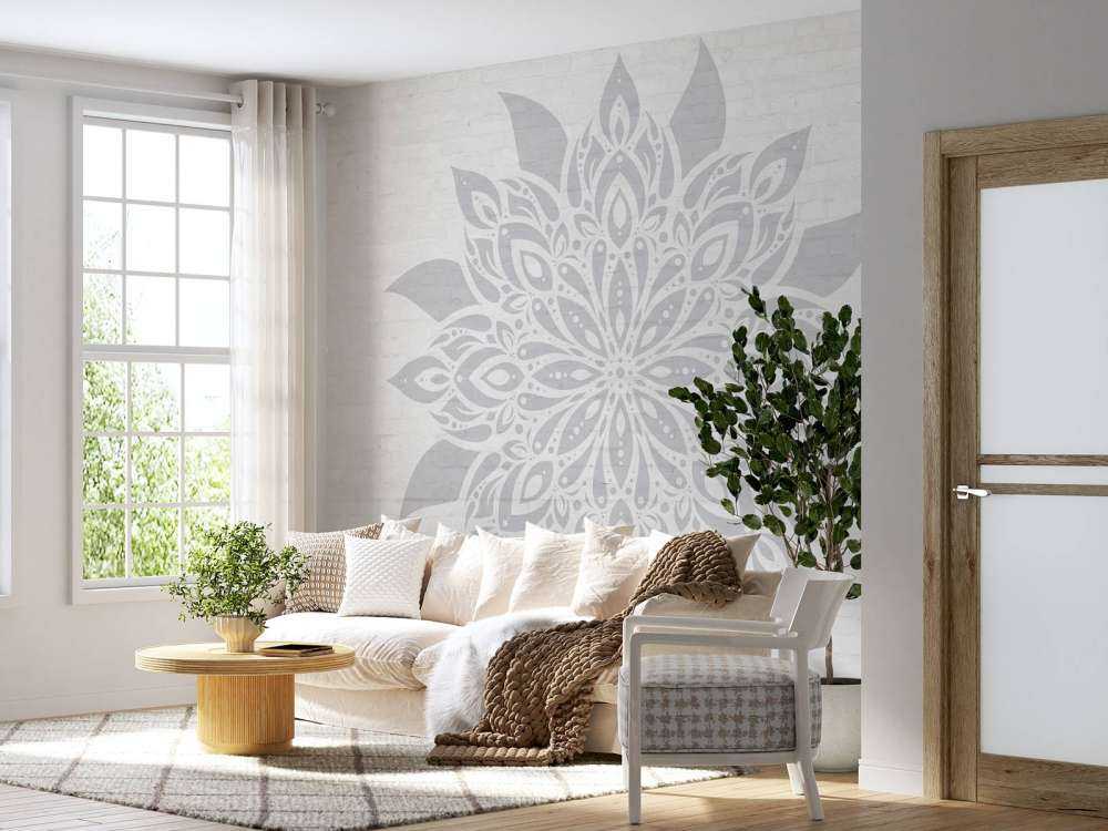 Fleur Mandala gris doux