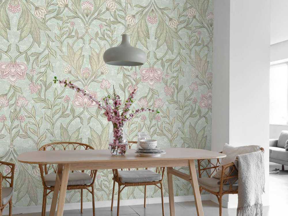 Damas floral Morris - vert menthe
