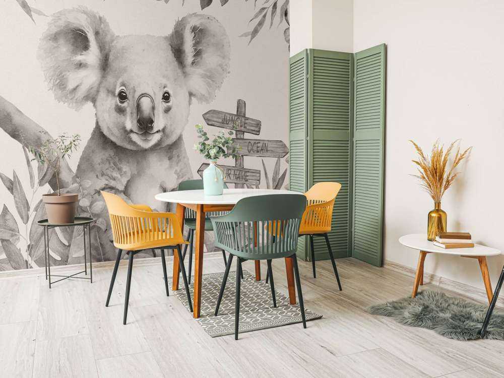Bébé koala dans la jungle beige