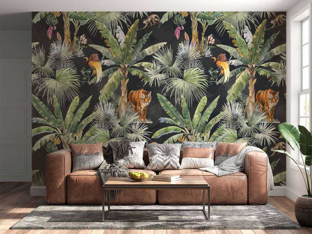 Palmiers et animaux de la jungle