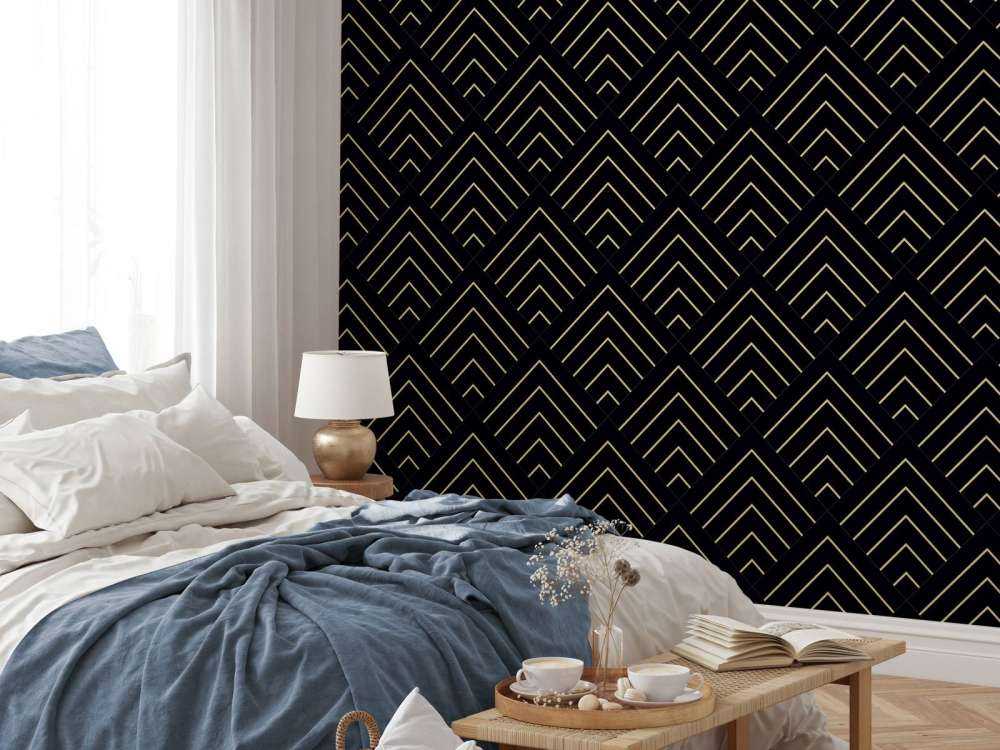 Motif Lignes dorées, noires