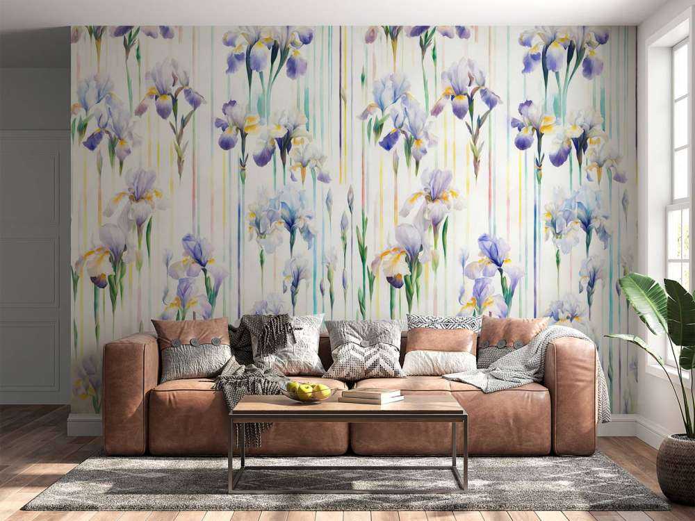Iris et rayures pastel sans couture