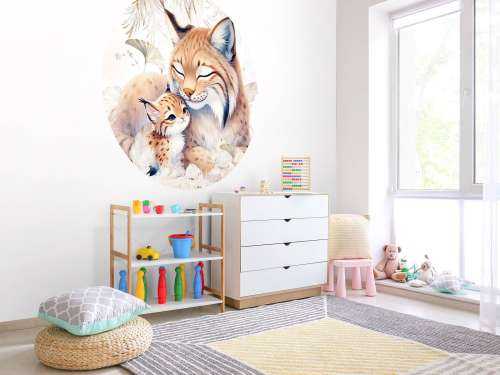 Lynx aimant avec un jeune