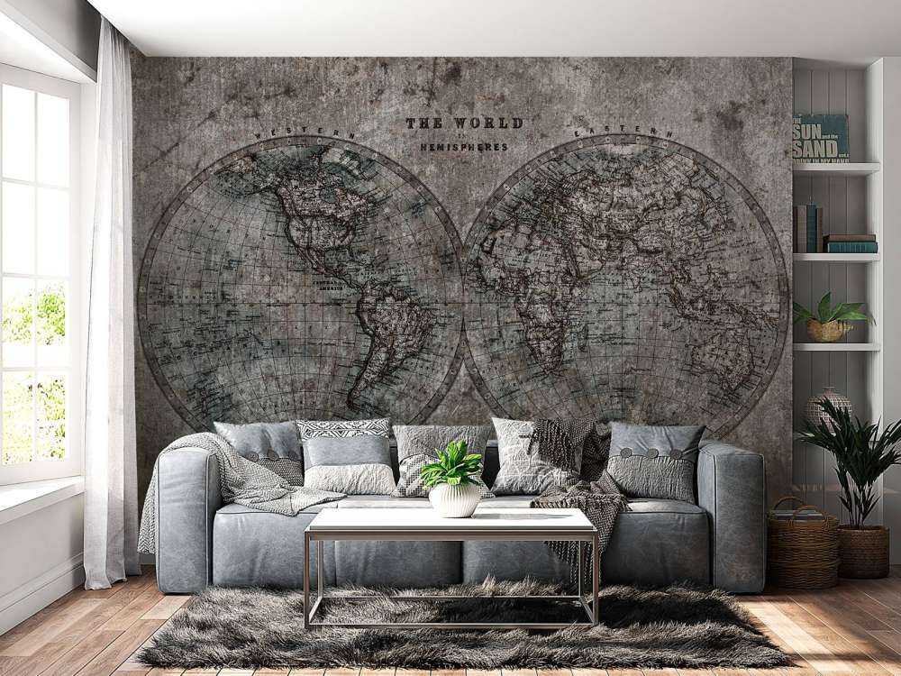 Carte du monde avec des nuances de gris