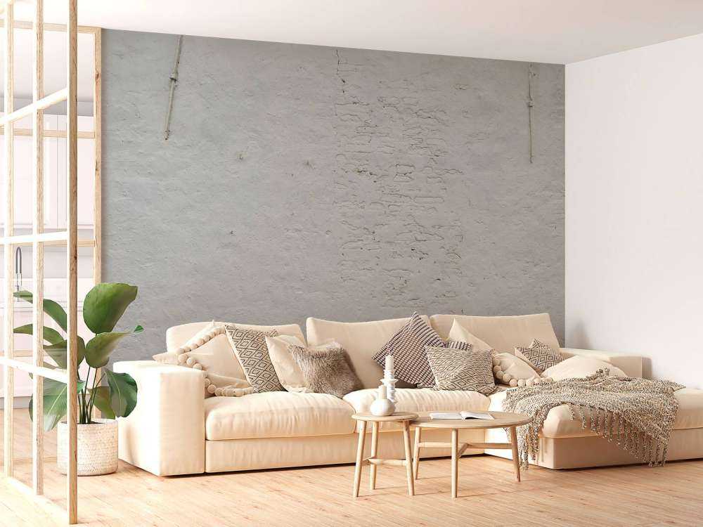 Mur de plâtre blanc et ancrages muraux