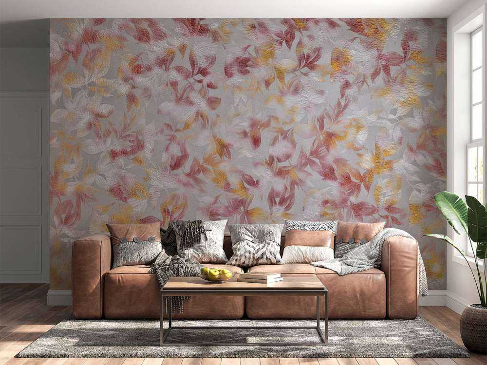 Fleurs sur fond gris