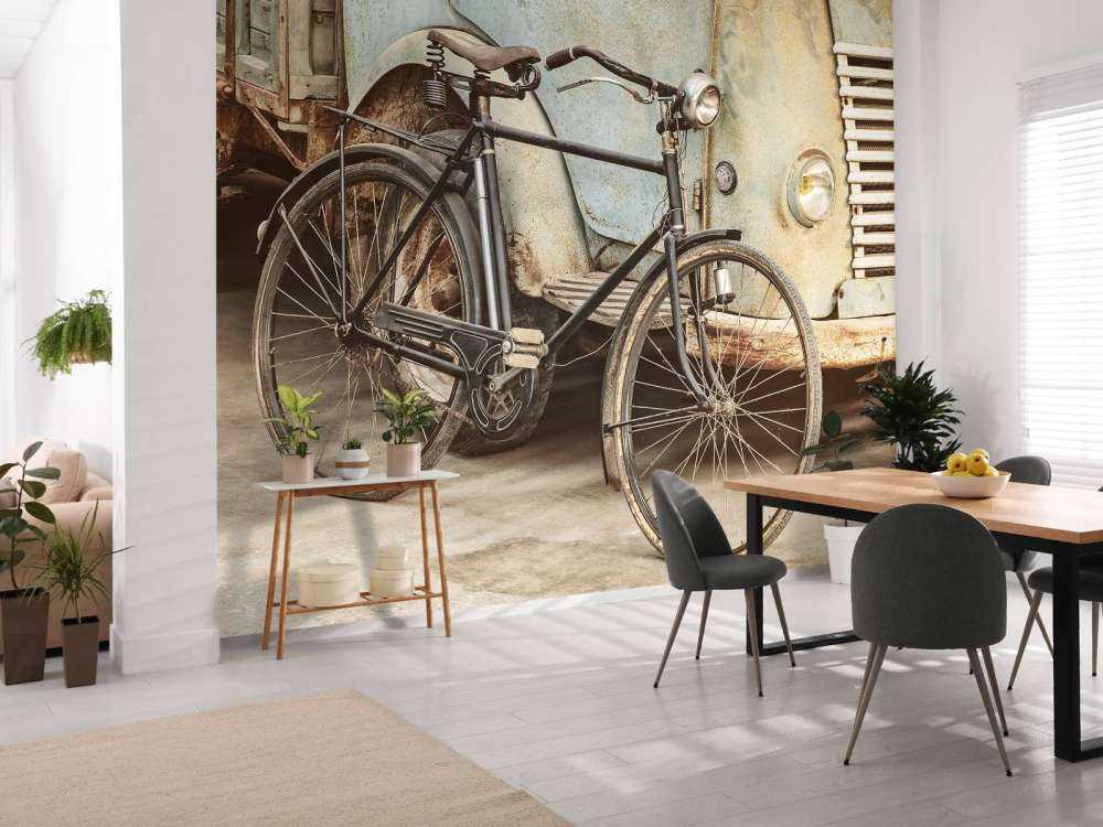 Rétro vieux vélo avec camion