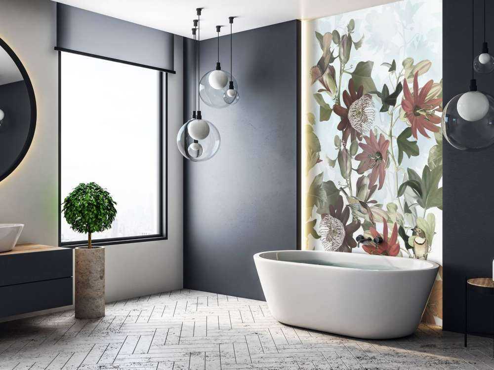 Sept oiseaux dans un feuillage enchanté - Bleu doux