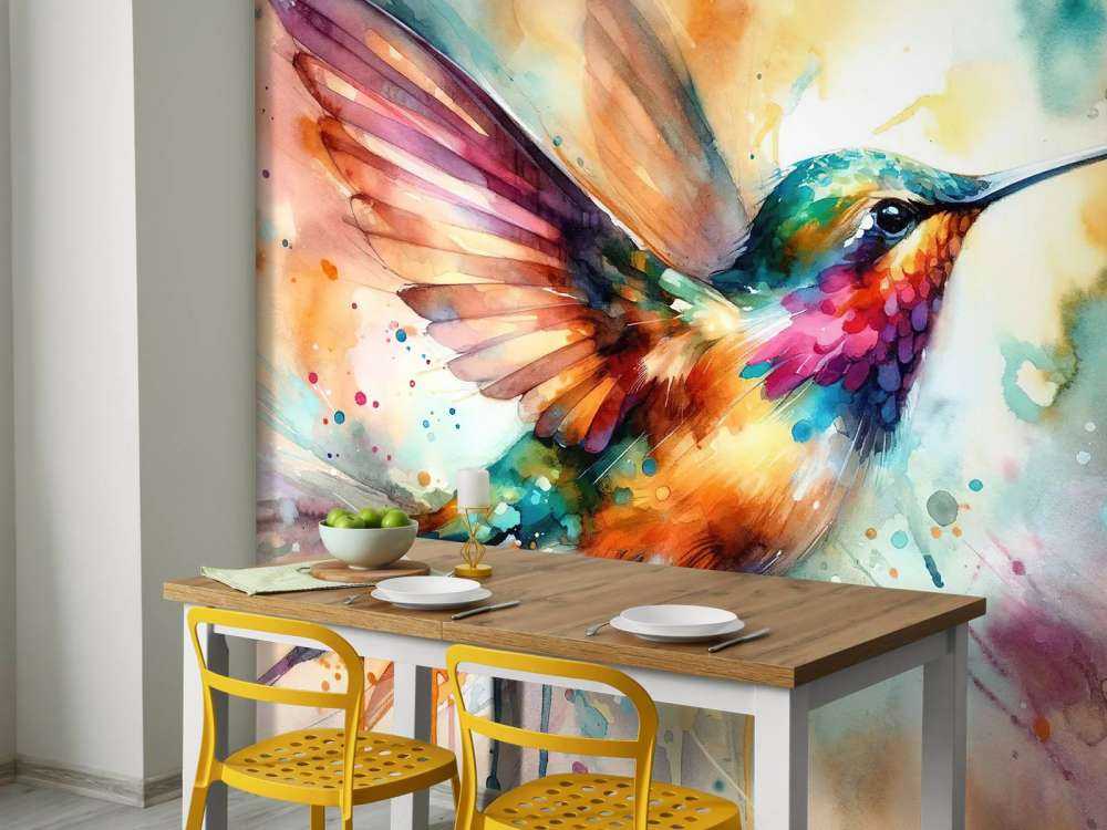 Colibri iridescent en plein vol