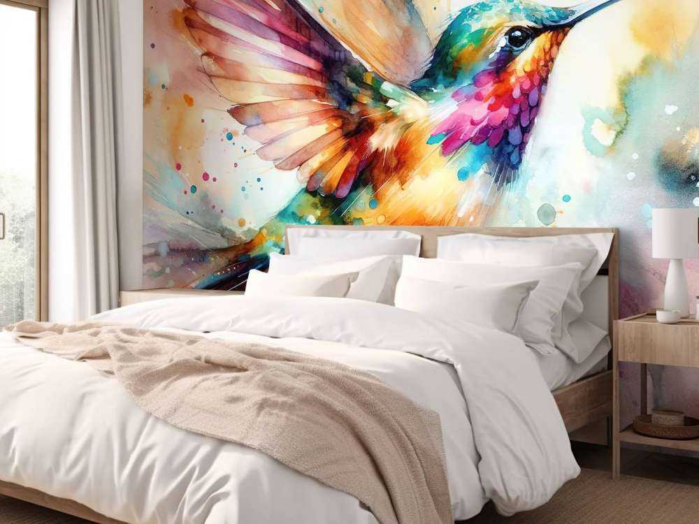 Colibri iridescent en plein vol