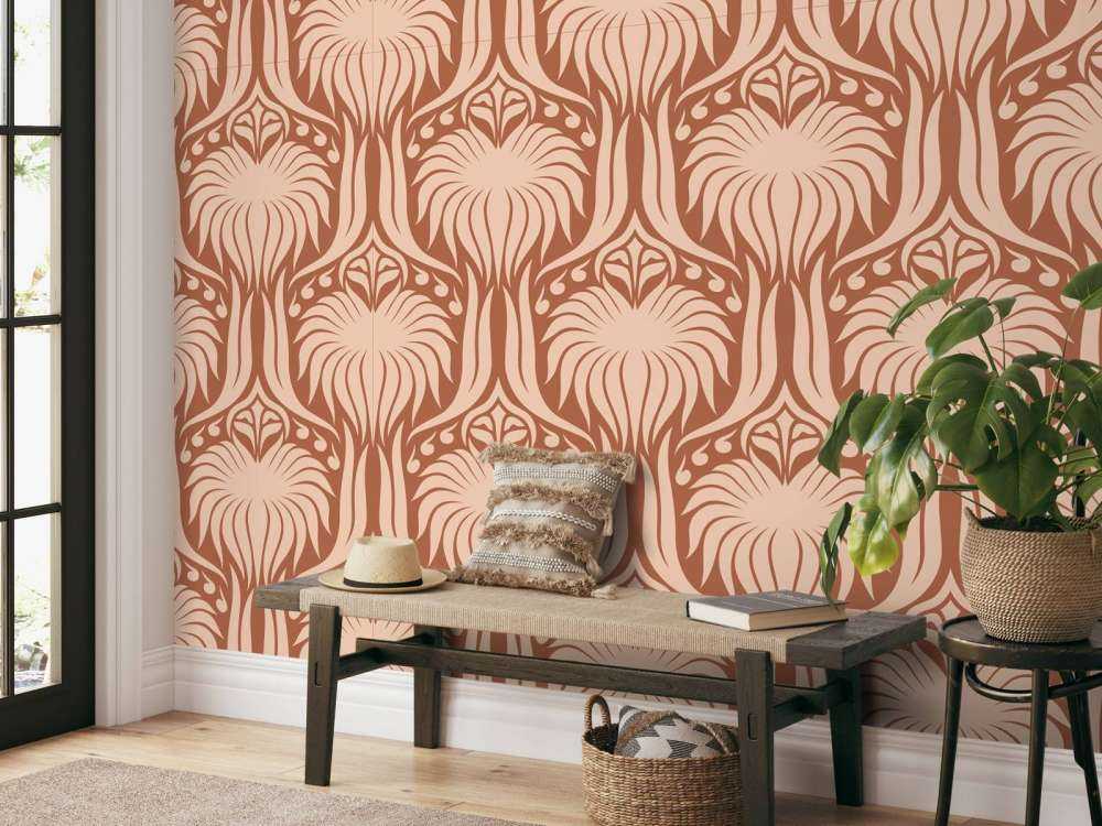 Motif de lotus en terre cuite