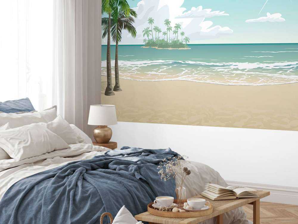Plage bleue ensoleillée