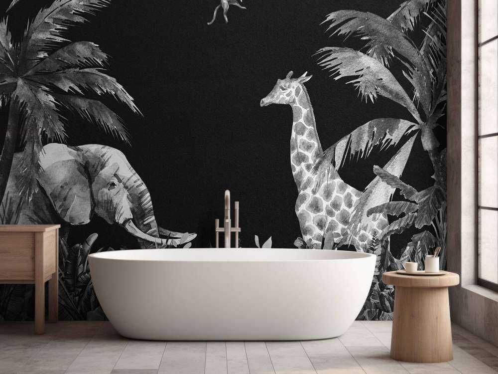 Les animaux noirs et blancs dans la jungle