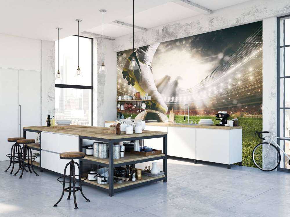 Joueur de football dans un stade