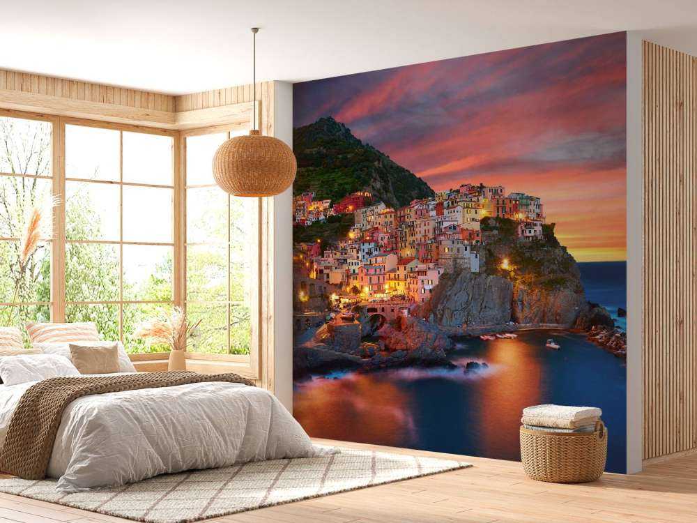 Une ville italienne au coucher du soleil