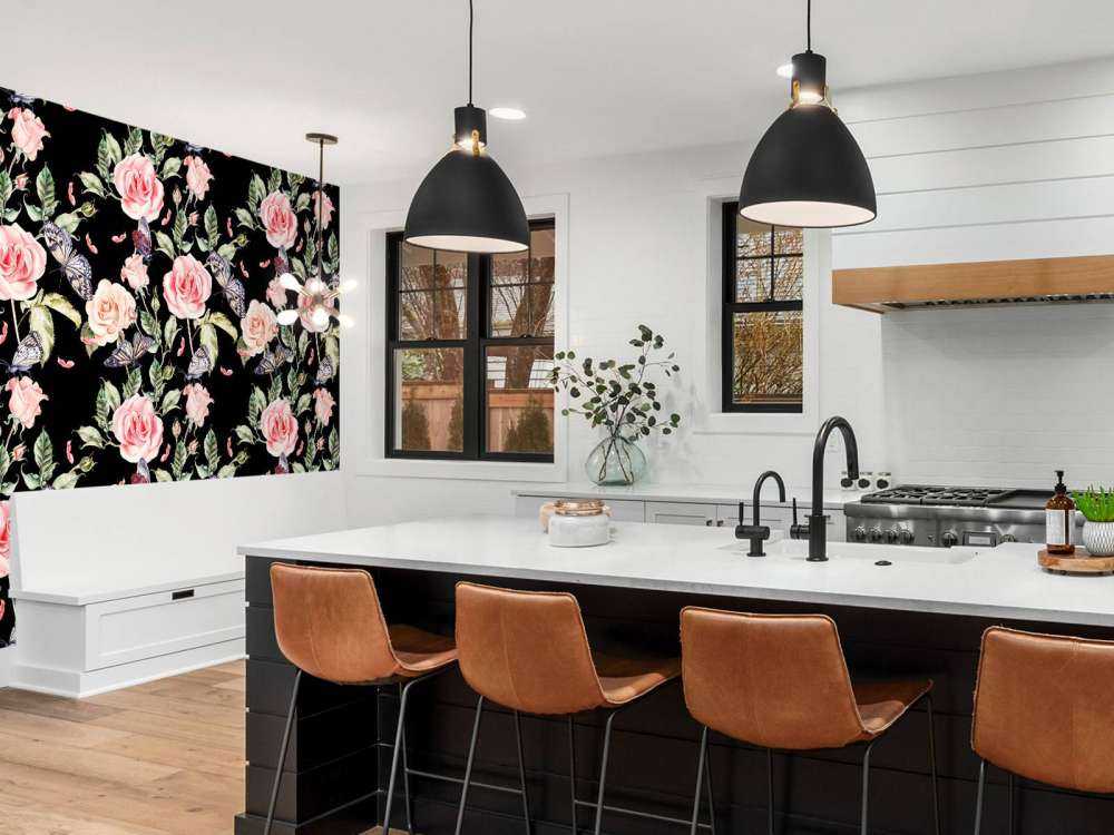 Fleurs et papillons en aquarelle