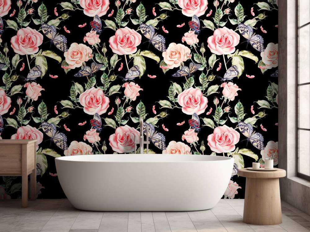 Fleurs et papillons en aquarelle