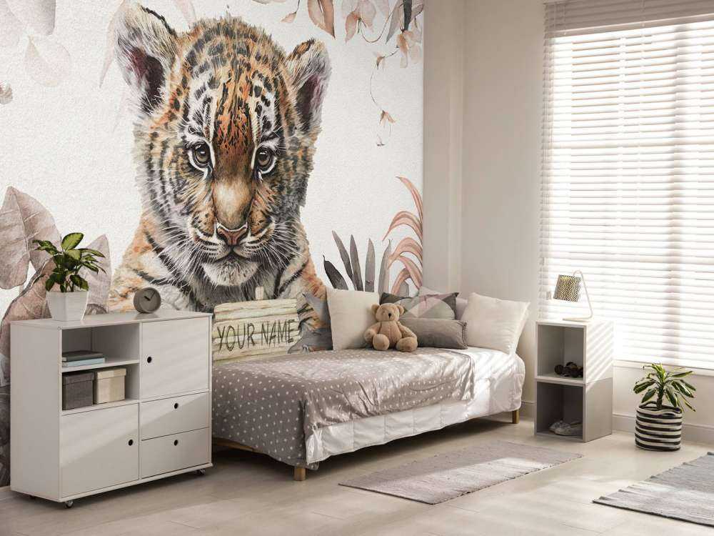 Bébé Tigre dans la jungle taupe