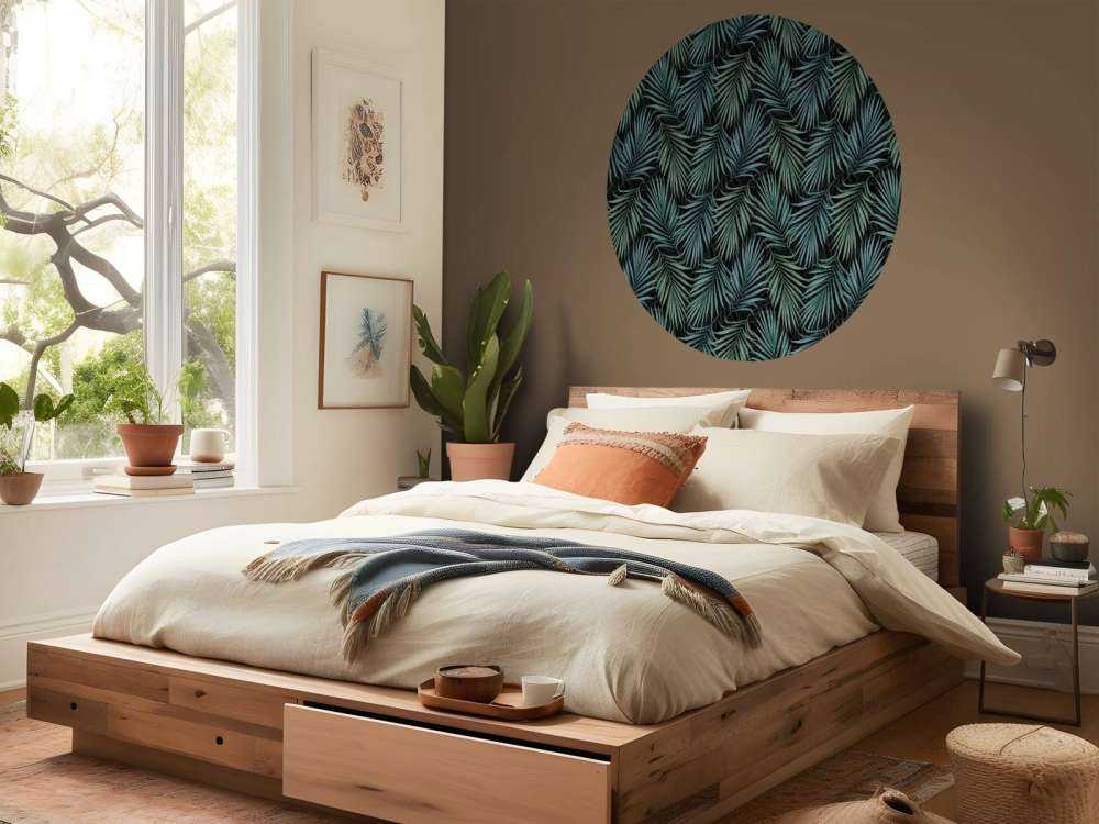 Feuilles bleu canard à motifs tropicaux