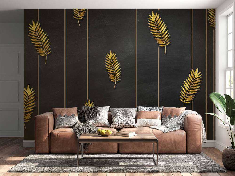 Feuilles tropicales dorées
