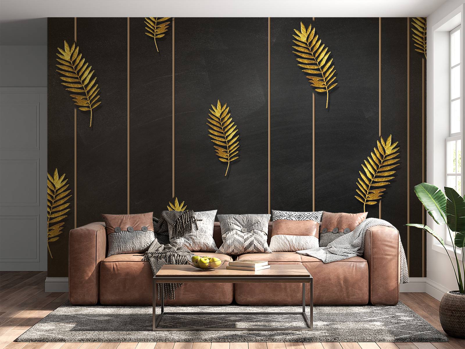 Feuilles tropicales dorées